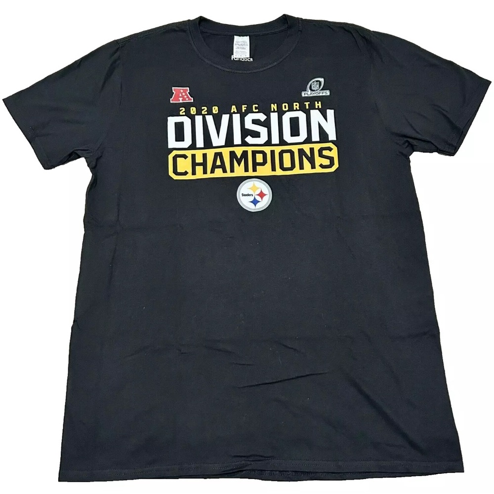 2020 Fanatics Pittsburgh Steelers Division Champions Black T-Shirt Men's Size L
